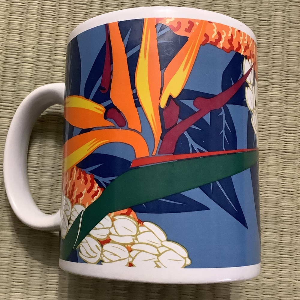Hilo Hattie Hawaii Bird of Paradise Tropical Flowers Coffee Cup Mug 1999